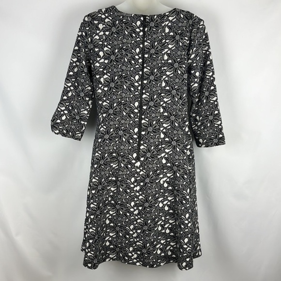 Taylor Flora lDetail Black and White 3/4 Sleeve Mini Dress Size 8 - Picture 7 of 10